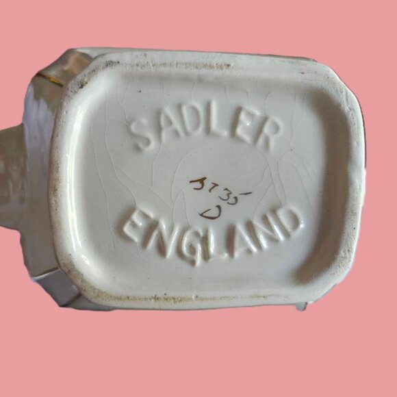 Vintage cubed floral Sadler teapot ceramic small gold trim - Picture 4 of 4